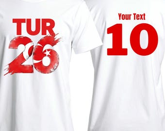 Turkey 2026 Shirt, Turkish Flag T-Shirt, Custom Name Number Shirt, Matching Family Shirts, Türkiye Football Fan Tee Gift