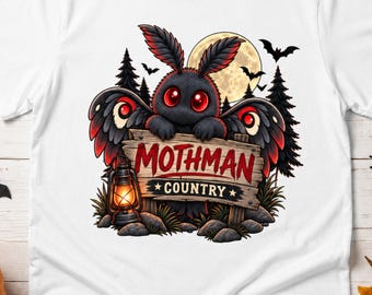 Mothman Shirt, Cute Mothman T Shirt, Mothman Country Tee, Cryptid Shirt, West Virginia Mothman Tee, Spooky Halloween Shirt, Cryptid Gift