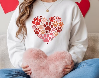 Paw Print Heart Shirt, Dog Lover Gift, Pet Lover Valentine Shirt, Cute Animal Paw Tee, Cat Dog Mom Gift, Animal Love T-Shirt