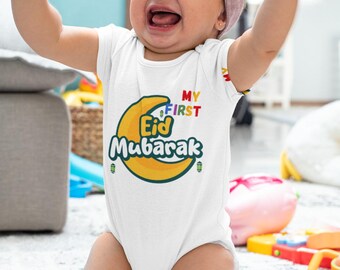 Il mio primo body per l'Eid, vestito per neonati per l'Eid Mubarak, maglietta per il primo Eid per bambina e bambino, regalo per il Ramadan, tutina per neonati musulmani