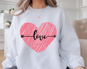 Love Heart Sweatshirt, Valentine Sweatshirt, Minimal Love Shirt, Romantic Heart Graphic, Valentines Day Gift