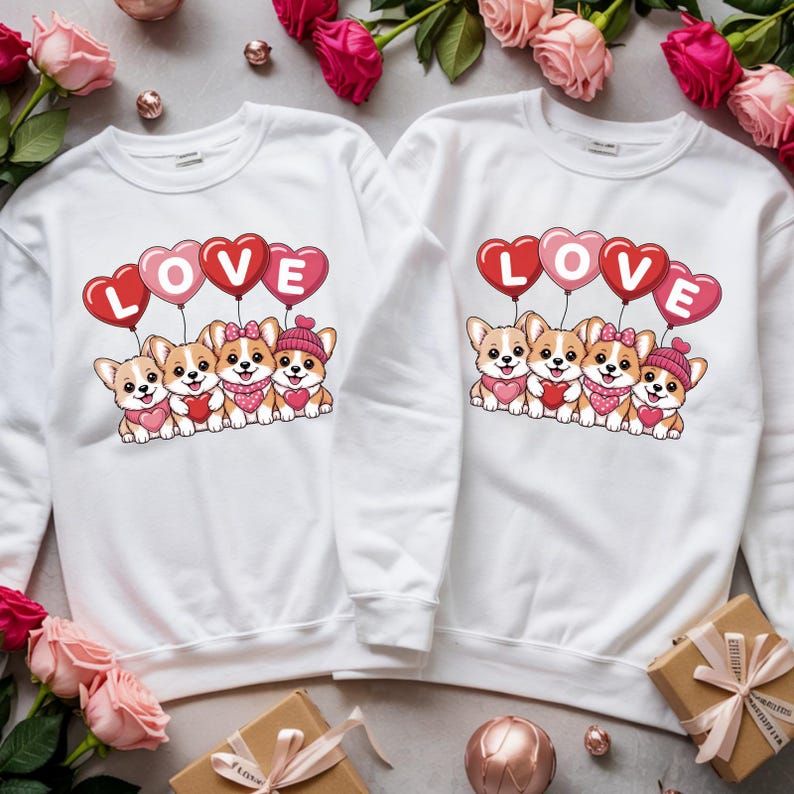 Cute Dog Valentine Shirt – Love Puppies Sweatshirt, Dog Lover Gift, Pet Mom Valentine Tee, Puppy Love Shirt, Animal Lover Gift