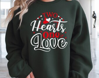 Two Hearts One Love Shirt, Valentine’s Day Love Quote T-Shirt, Romantic Gift for Couples ST6800