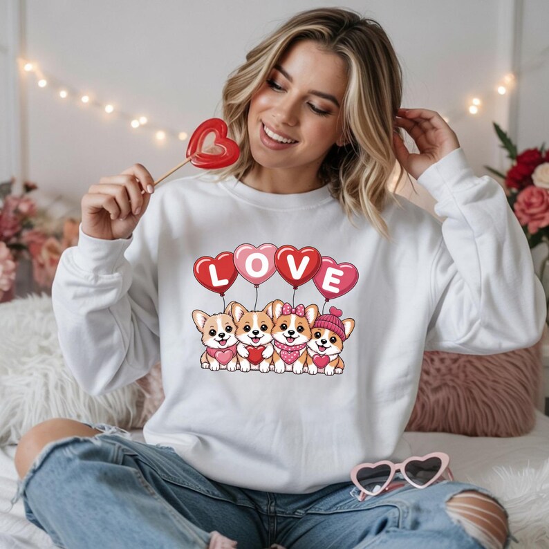 Cute Dog Valentine Shirt – Love Puppies Sweatshirt, Dog Lover Gift, Pet Mom Valentine Tee, Puppy Love Shirt, Animal Lover Gift