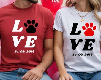Love Paw Print Sweatshirt, Pet Lover Valentine Gift, Personalized Dog Mom Shirt with Date TB680