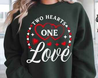 Two Hearts One Love Shirt, Valentine’s Day Romantic T-Shirt, Love Quote Tee, Gift for Couples BK6801