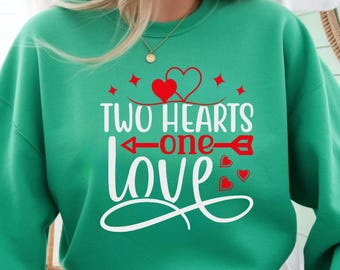 Two Hearts One Love Shirt, Romantic Valentine T-Shirt, Love Quote Tee, Gift for Couples BK6800
