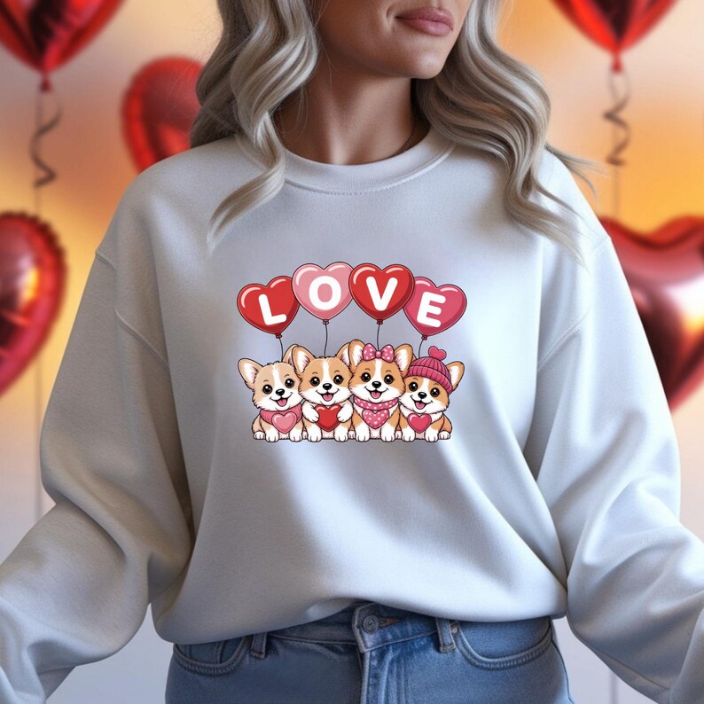 Cute Dog Valentine Shirt – Love Puppies Sweatshirt, Dog Lover Gift, Pet Mom Valentine Tee, Puppy Love Shirt, Animal Lover Gift