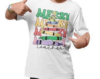 Lustiges Lehrer-Shirt | Weihnachts-Zeichenstift-Baum-T-Stück, Feiertags-Kleid