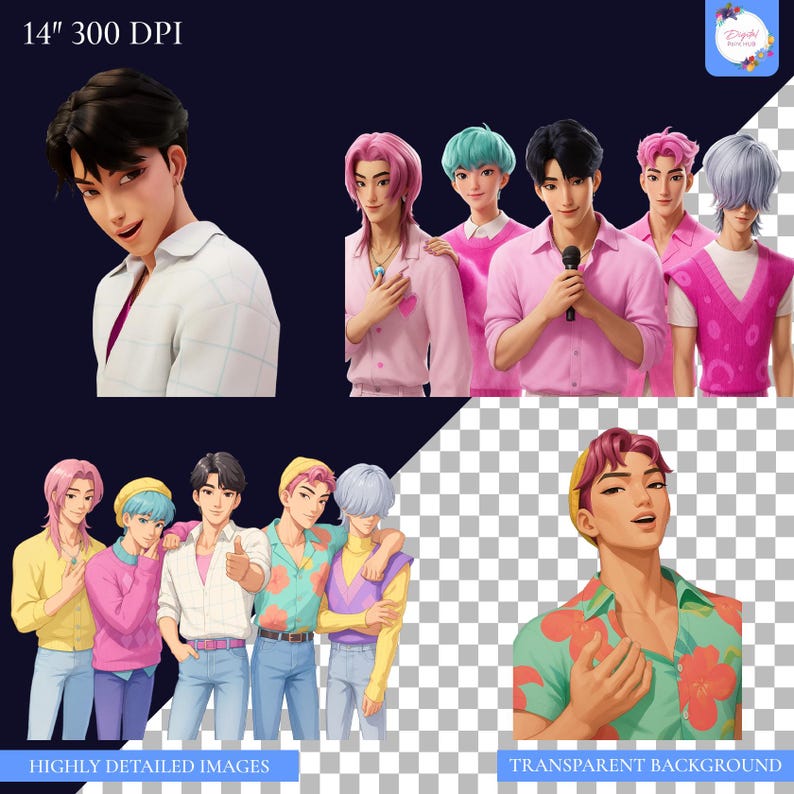 Kpop Demon Hunter Png, Saja Boys Png Bundle, K-pop Demon Hunters Inspired Digital Stickers Pack, Saja Boys Boy Band PNG, Kpop Movie Png