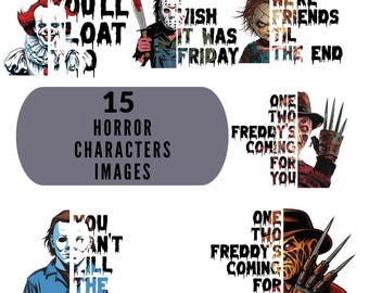 Horror Movie Characters PNG Bundle: Halloween Clipart (Digital Download)