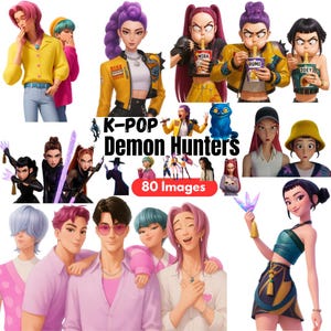K Pop Demon Hunter Clipart, Sa-ja Girls Sa-ja Boys Png, Demon Hunter PNG, Instant Download (Huntr\x, Rumi, Mira, Zoey, Saja Boys, Jinwoo)