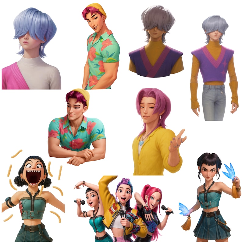 K Pop Demon Hunter Clipart, Sa-ja Girls Sa-ja Boys Png, Demon Hunter PNG, Instant Download (Huntr\x, Rumi, Mira, Zoey, Saja Boys, Jinwoo)