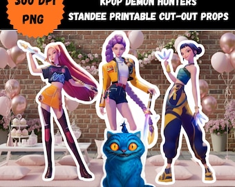 Kpop Demon Hunter Standee Cut Outs Printable, Huntrix Prop DIY Birthday Party Decor, Paper Standee, Huntrix Cosplay, Mira, Rumi, Zoey, Derpy