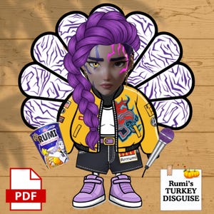 Demon Rumi Disguise a Turkey Printable - KPOP Demon Hunters Demon Rumi&#39;s Turkey Disguise - Huntrix Kids Thanksgiving Craft Activity