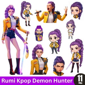 K-pop Demon Hunters Clipart, Huntrix Rumi PNG, Saja Girls Band, Kpop Demon hunter Inspired Movie Png, Demon Hunter Merch, Digital Download