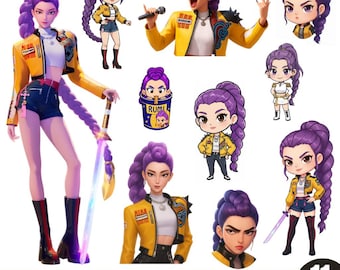 Imágenes prediseñadas de cazadores de demonios del K-pop, Huntrix Rumi PNG, Saja Girls Band, Película inspirada en cazadores de demonios del K-pop PNG, Merchandising de cazadores de demonios, Descarga digital