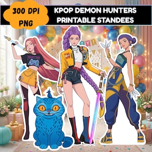 Kpop Demon Hunter Standee Cut Outs Printable, Huntrix Prop DIY Birthday Party Decor, Paper Standee, Huntrix Cosplay, Mira, Rumi, Zoey, Derpy