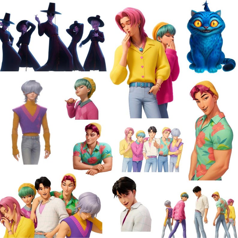 Kpop Demon Hunter Png, Saja Boys Png Bundle, K-pop Demon Hunters Inspired Digital Stickers Pack, Saja Boys Boy Band PNG, Kpop Movie Png