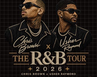 Raymond and Brown Tour 2026 PNG, R&B Tour Faux Embroidery PNG, Usher and Chris Shirt Patch Print, Sublimation Graphic, Digital Download