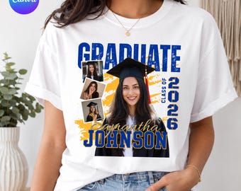 Graduation 2026 Canva Editable Template, Personalized 2026 Graduation SVG PNG, 2026 Graduate Photo, Printable Graduation Shirt Design