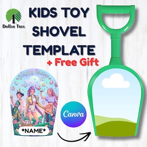 Dollar Tree Toy Shovel Customizable Canva Template For Easter