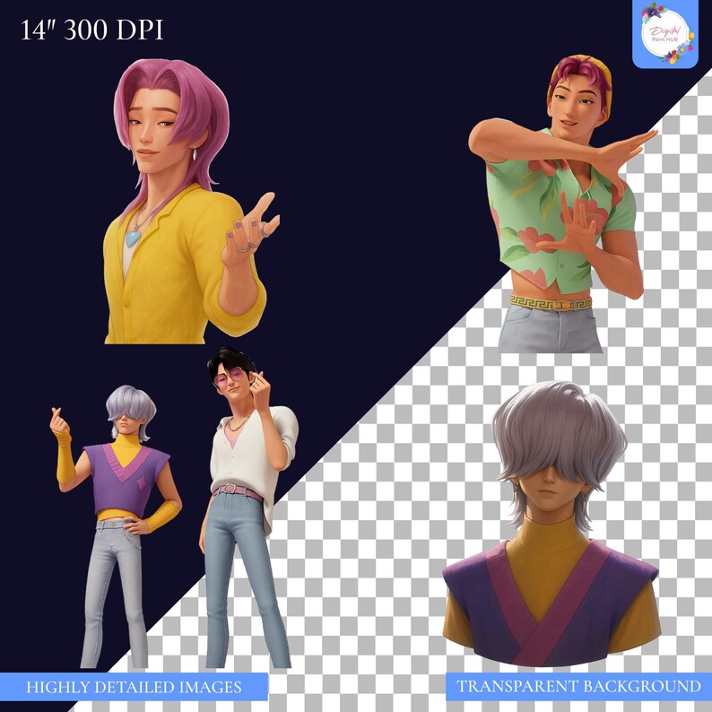 Kpop Demon Hunter Png, Saja Boys Png Bundle, K-pop Demon Hunters Inspired Digital Stickers Pack, Saja Boys Boy Band PNG, Kpop Movie Png