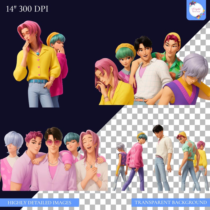 Kpop Demon Hunter Png, Saja Boys Png Bundle, K-pop Demon Hunters Inspired Digital Stickers Pack, Saja Boys Boy Band PNG, Kpop Movie Png