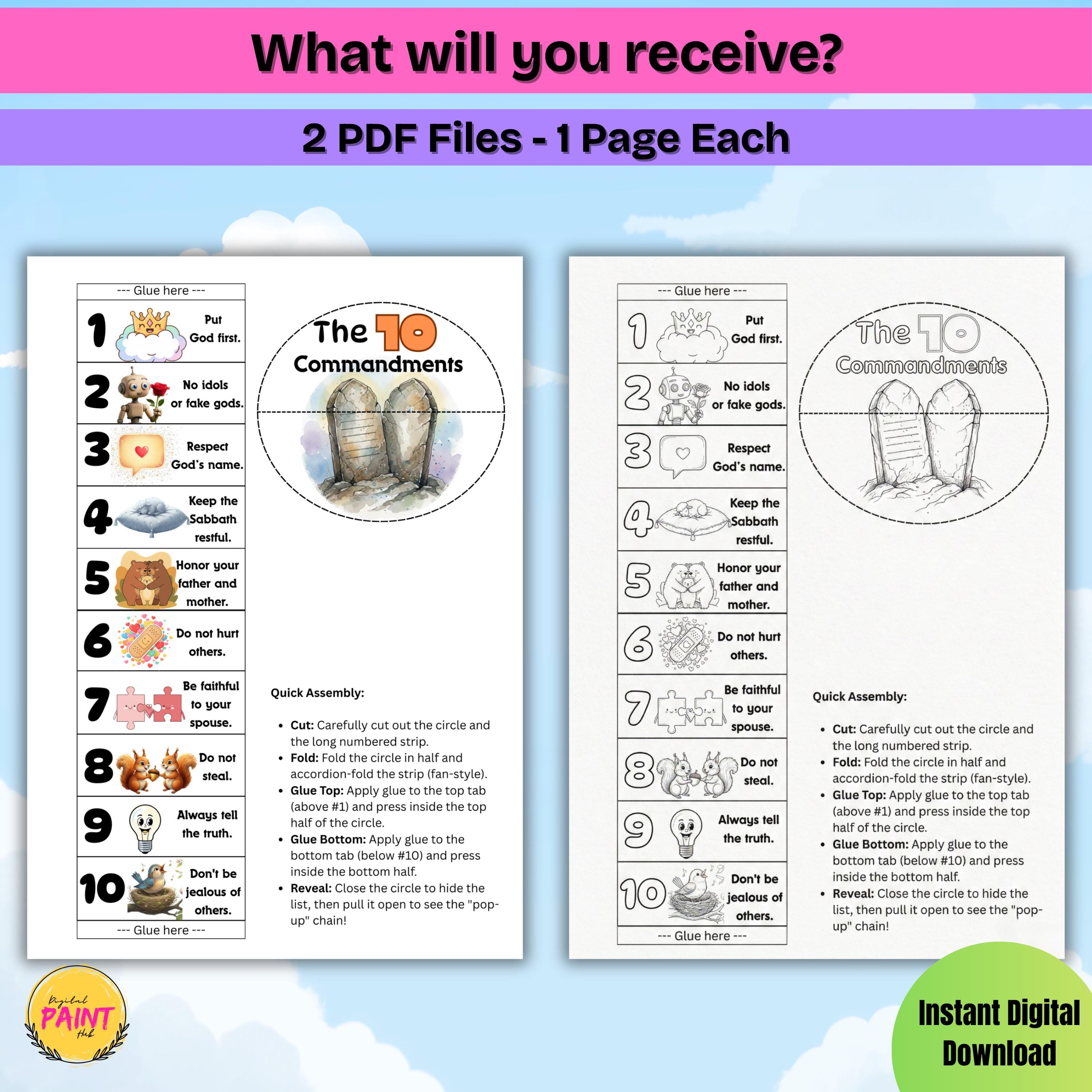 The Ten Commandments Printable Folding Craft | Easter Sunday School ...