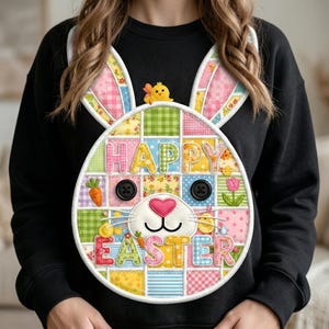 PNG de patchwork de coelhinho da Páscoa, PNG de Feliz Páscoa, Patchwork floral de coelho da Páscoa, PNG de camiseta fofa de coelho, Arte de Primavera Alegre, Download Instantâneo