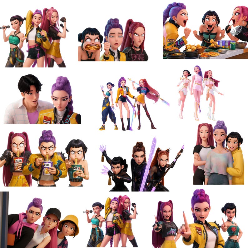 K Pop Demon Hunter Clipart, Sa-ja Girls Sa-ja Boys Png, Demon Hunter PNG, Instant Download (Huntr\x, Rumi, Mira, Zoey, Saja Boys, Jinwoo)