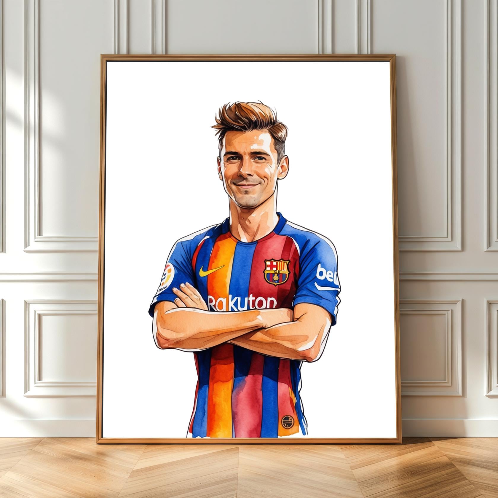 水彩画のサッカー選手のクリップアート：サッカースターPNGバンドル