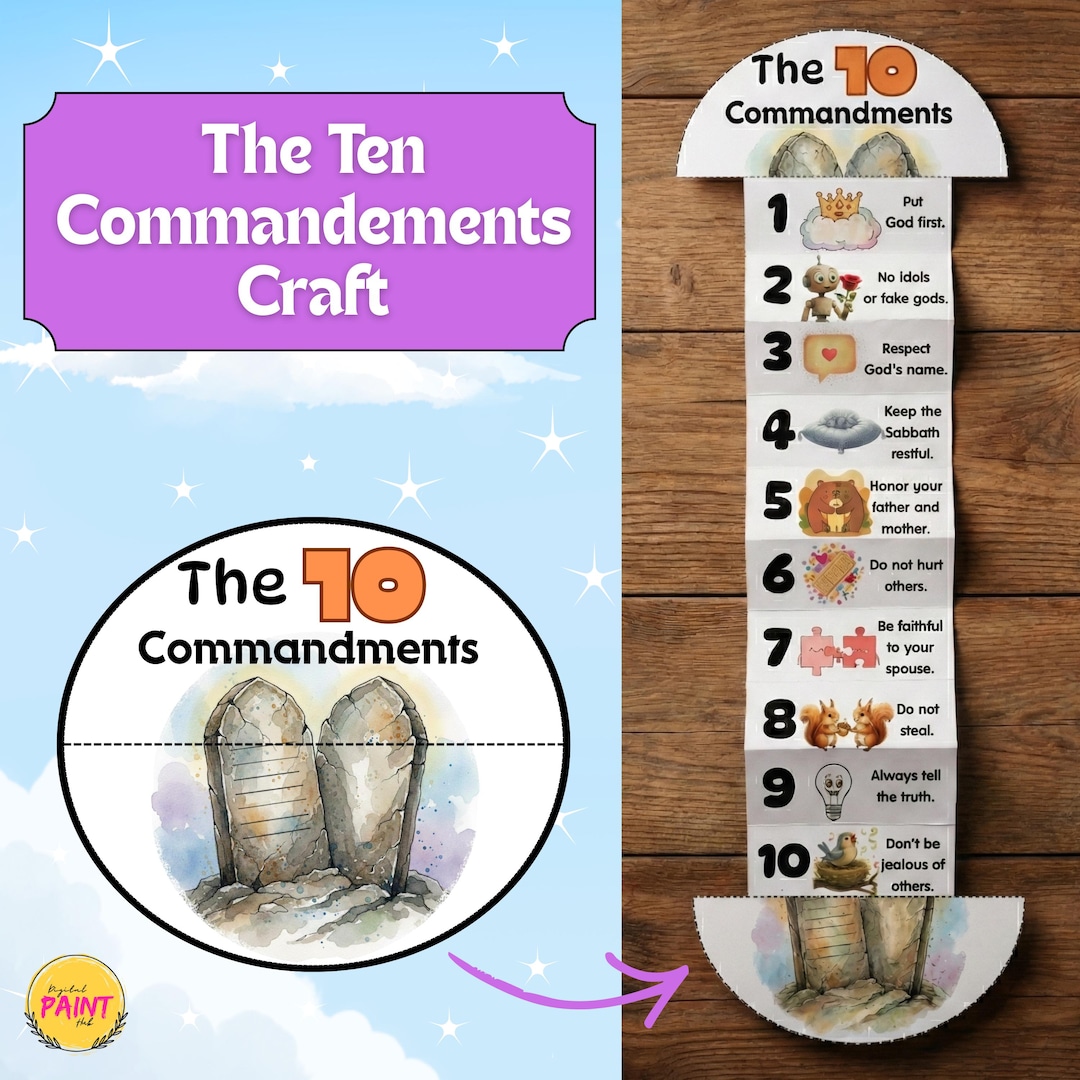 The Ten Commandments Printable Folding Craft | Easter Sunday School ...
