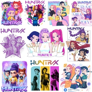 Huntrix Kpop Demon Hunters PNG, Kpop Idol Group Shirt design, Girl Dinner Png, Saja Boys Girls Bands Png, Huntrix fans, Digital Download