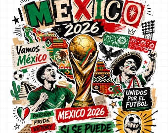 Mexico Football 2026 World Champions Png | Scrapbook Soccer Fan Shirt Design | Instant Digital Download