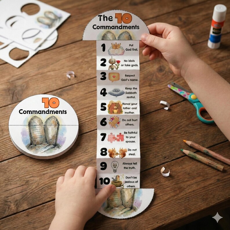 The Ten Commandments Printable Folding Craft | Easter Sunday School ...
