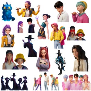 K Pop Demon Hunter Clipart, Sa-ja Girls Sa-ja Boys Png, Demon Hunter PNG, Instant Download (Huntr\x, Rumi, Mira, Zoey, Saja Boys, Jinwoo)