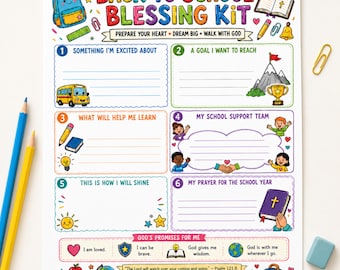 Christian Back to School Blessing Kit Printable | Christian Kids School Activity | Kids Prayer Worksheet | Sunday School Bible Activity PDF