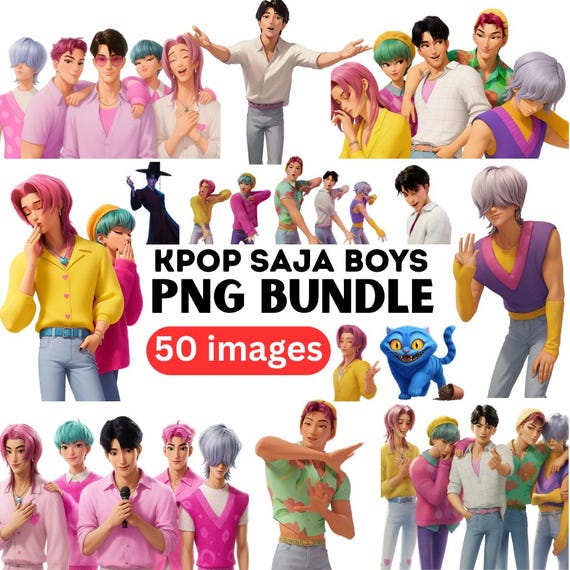 Kpop Demon Hunter Png, Saja Boys Png Bundle, K-pop Demon Hunters Inspired Digital Stickers Pack, Saja Boys Boy Band PNG, Kpop Movie Png