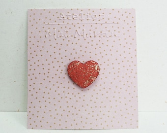 pin's coeur pailleté - corail