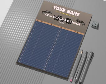 Diario de coleccionista personalizable 2026 / Inventario de coches de fundición a presión / Descarga digital en PDF / Regalo para aficionados a los coches