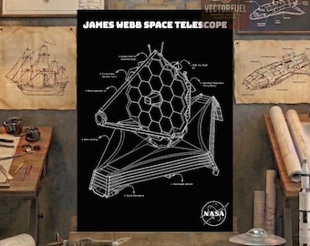 James Webb Space Telescope Blueprint Poster | Space Exploration Wall Decor