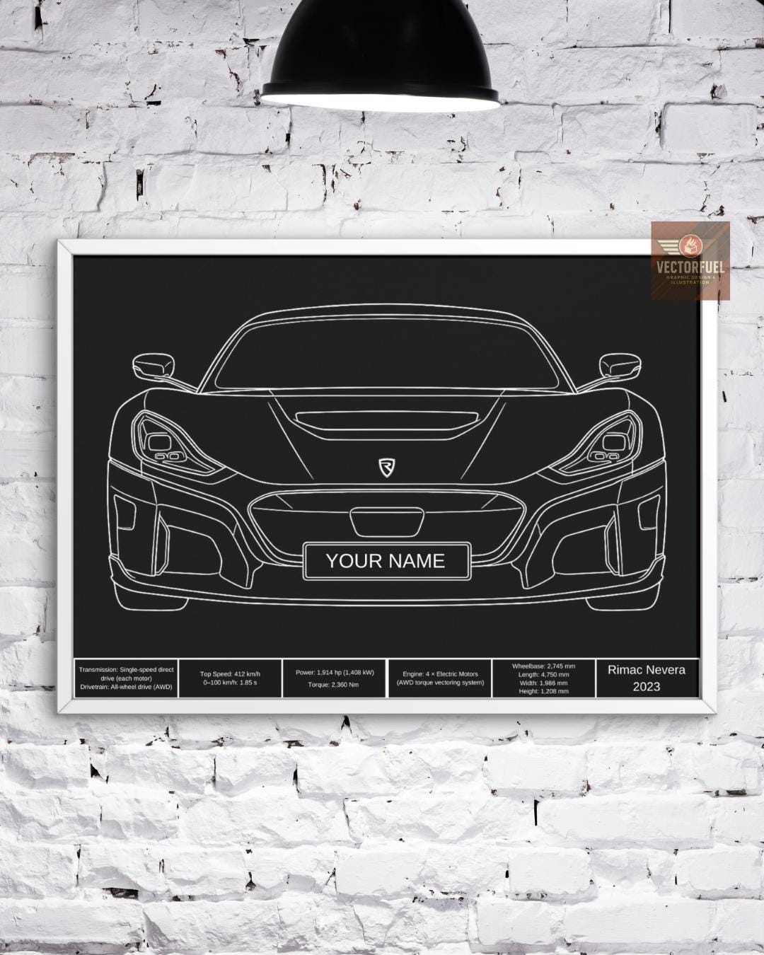 Personalized Rimac Nevera Blueprint - Custom Name Plate - EV Hypercar ...