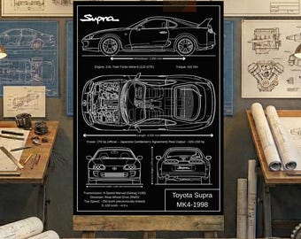 Dibujo técnico imprimible del Toyota Supra MK4 (1998)
