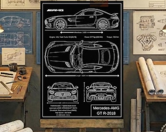 Dibujo técnico imprimible del Mercedes-AMG GT R-2018