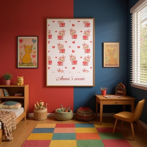 Fine Art Poster Custom Labubu Style Name Poster for Kids Room