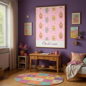 Custom Labubu Style Name Poster for Kids Room Fine Art Poster
