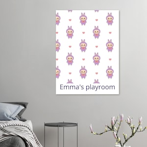 Nursery Wall Art with Name | Labubu Character Print. Fine Art Poster