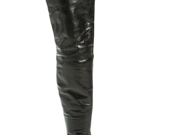Mori Overknee-Stiefel aus Leder, hergestellt in Italien, extrem spitz zulaufend, schwarz, Sonderfarben von Größe 37 bis 45