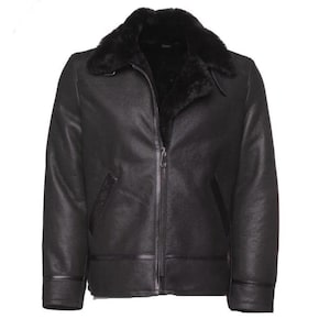 Men’s Black Shearling B3 Bomber Jacket | Genuine Sheepskin Leather Aviator Coat